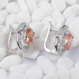 925 Silver Wedding Earrings with Champagne Cubic Zirconia