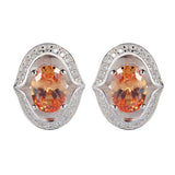 925 Silver Wedding Earrings with Champagne Cubic Zirconia