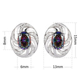 925 Silver Wedding Earrings Rainbow CZ S-3732