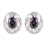 925 Silver Wedding Earrings Rainbow CZ S-3732