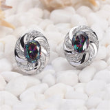 925 Silver Wedding Earrings Rainbow CZ S-3732