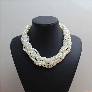Acrylic Pearl Braids Necklace Exaggerated Choker Chain