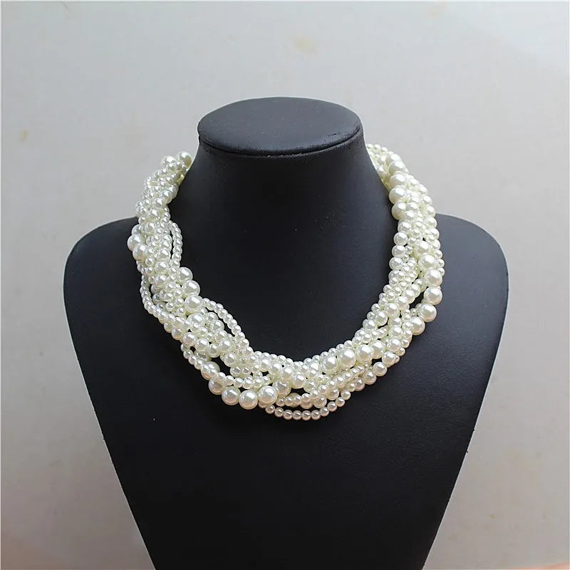 Acrylic Pearl Braids Necklace Exaggerated Choker Chain
