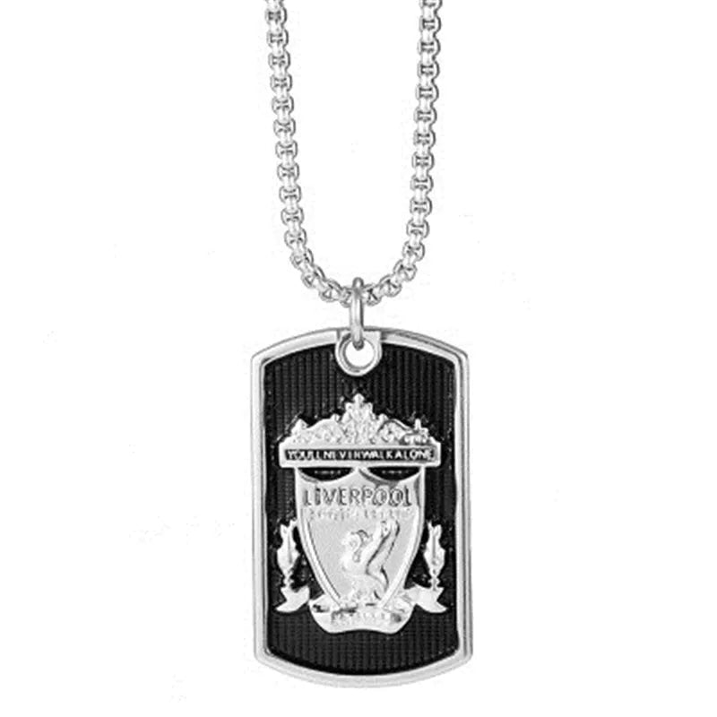 Titanium Steel Hip Hop Necklace Football Shield Pendant Logo Accessories