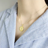 925 Solid Silver Oval Coin Necklace Embossed Portrait Pendant