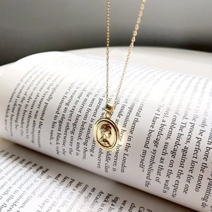 925 Solid Silver Oval Coin Necklace Embossed Portrait Pendant