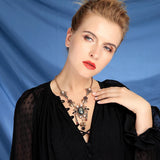 Vintage Resin Gem Charm Long Necklace Sweater Chain
