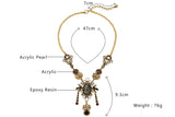 Vintage Resin Gem Charm Long Necklace Sweater Chain