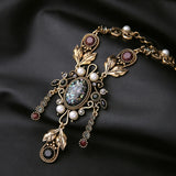 Vintage Resin Gem Charm Long Necklace Sweater Chain