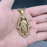 Gold-Plated Punk Shepherd Pendant with Rhinestones