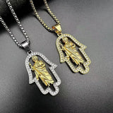 Gold-Plated Punk Shepherd Pendant with Rhinestones