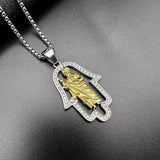 Gold-Plated Punk Shepherd Pendant with Rhinestones