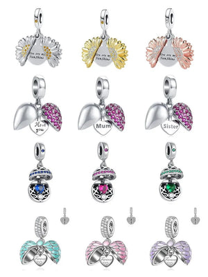 Open Close Heart Pendant Charm Beads for Women