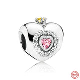 925 Silver Family Charm Bracelet Pendant Boy Girl Sparkling Mom Bead Sisters