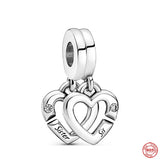 925 Silver Family Charm Bracelet Pendant Boy Girl Sparkling Mom Bead Sisters