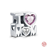 925 Silver Family Charm Bracelet Pendant Boy Girl Sparkling Mom Bead Sisters