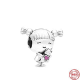 925 Silver Family Charm Bracelet Pendant Boy Girl Sparkling Mom Bead Sisters
