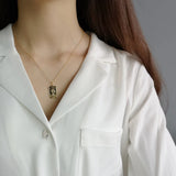 925 Silver 18K Rectangle Bar Geometric Pendant Necklace