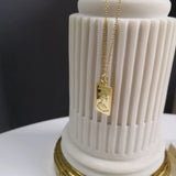 925 Silver 18K Rectangle Bar Geometric Pendant Necklace