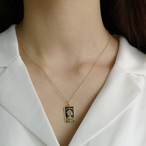 925 Silver 18K Rectangle Bar Geometric Pendant Necklace