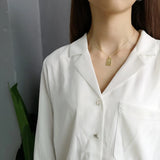 925 Silver 18K Rectangle Bar Geometric Pendant Necklace
