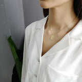 925 Silver 18K Rectangle Bar Geometric Pendant Necklace