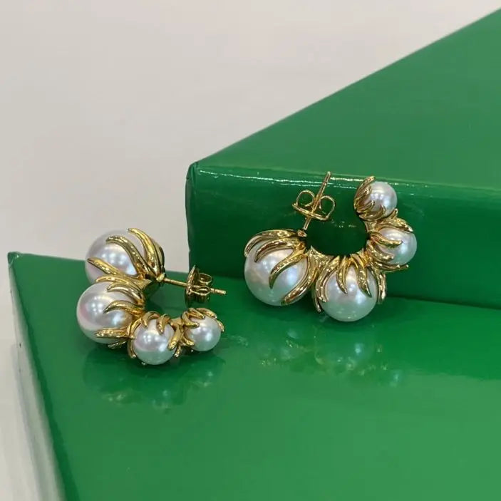 Vintage Pearl Plated Earrings for Women
