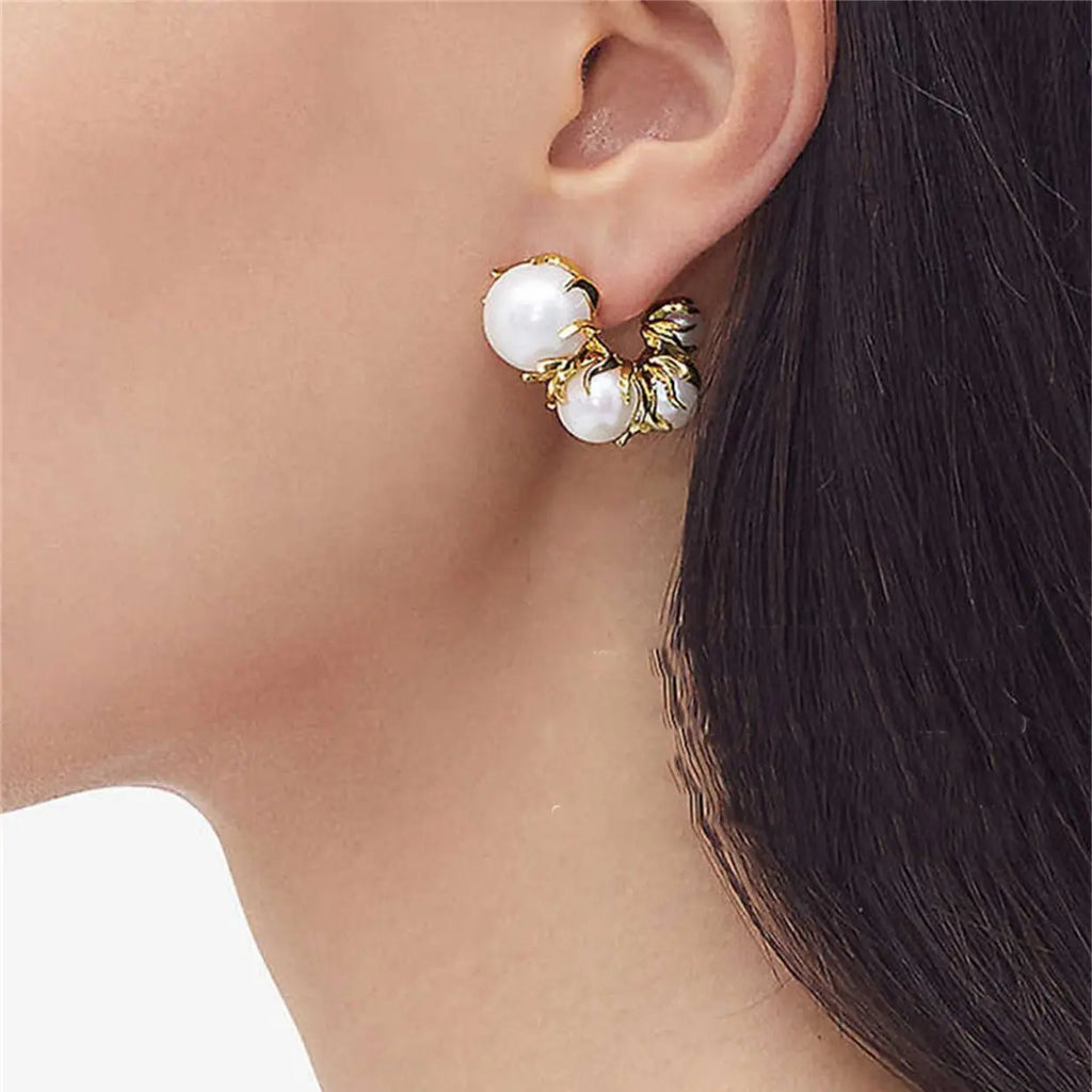 Vintage Pearl Plated Earrings for Women
