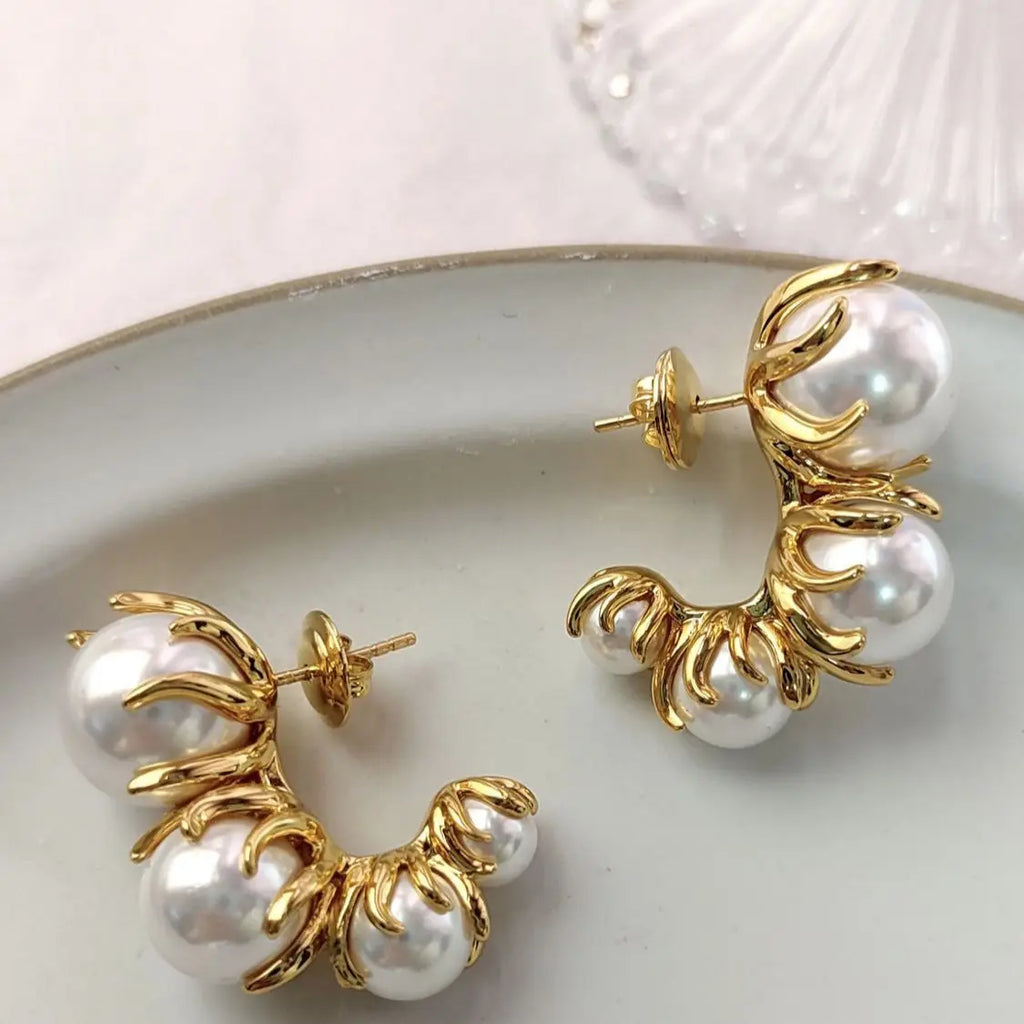 Vintage Pearl Plated Earrings for Women