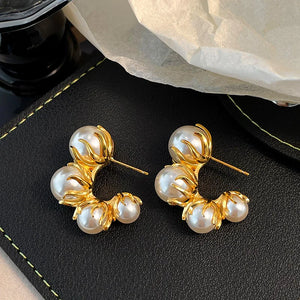 Vintage Pearl Plated Earrings for Women
