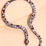 Micro-inlaid Cubic Zirconia Snake Collar Necklace
