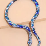 Micro-inlaid Cubic Zirconia Snake Collar Necklace