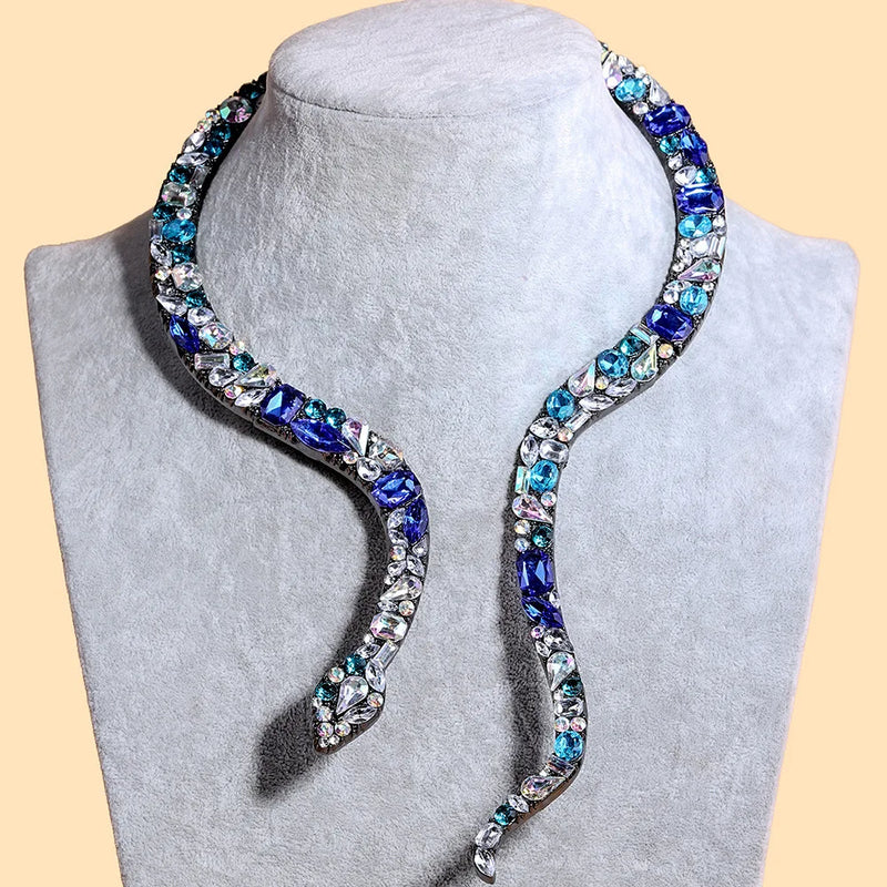 Micro-inlaid Cubic Zirconia Snake Collar Necklace
