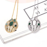 Elegant Snake Pendant Necklace with Zircon Inlay