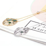 Elegant Snake Pendant Necklace with Zircon Inlay