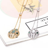 Elegant Snake Pendant Necklace with Zircon Inlay