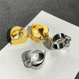 Europe America Famous Silver Hollow Heart Stainless Steel Earrings Women Jewelry