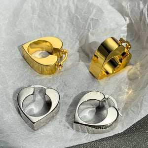 Europe America Famous Silver Hollow Heart Stainless Steel Earrings Women Jewelry