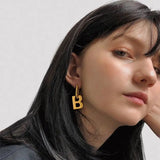 Europe America Hot Brass Letter Earrings Women Western Runway Jewelry Top Goth