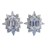 S925 Silver Emerald Cut 7 * 9 Pagoda Ear Stud
