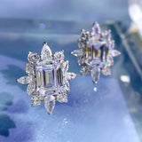 S925 Silver Emerald Cut 7 * 9 Pagoda Ear Stud