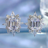 S925 Silver Emerald Cut 7 * 9 Pagoda Ear Stud