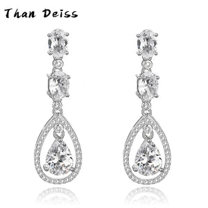 S925 Sterling Silver Teardrop Earrings for Wedding Dress Banquet