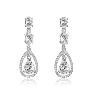 S925 Sterling Silver Teardrop Earrings for Wedding Dress Banquet