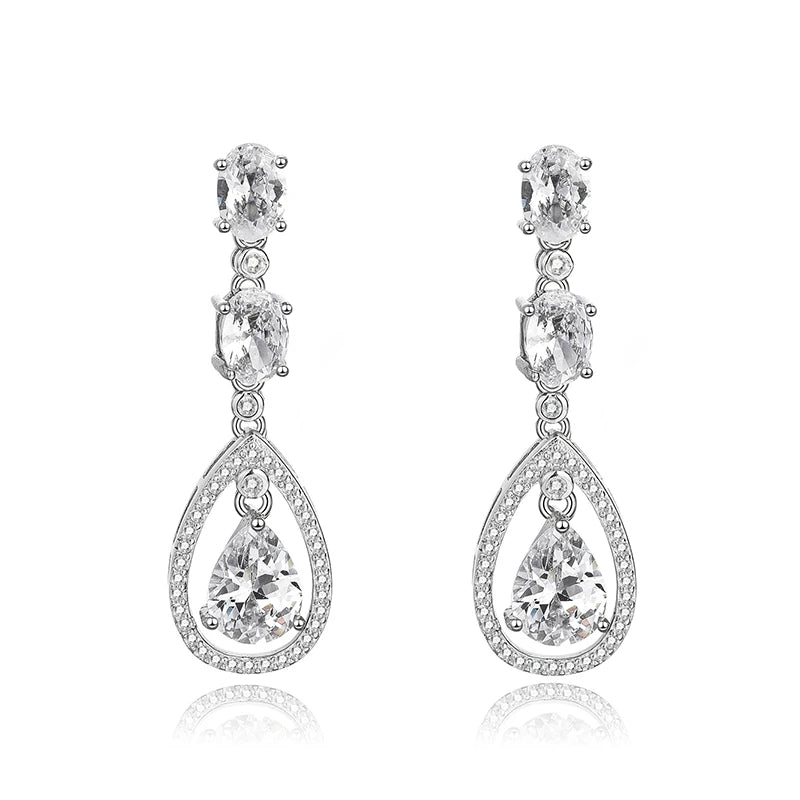 S925 Sterling Silver Teardrop Earrings for Wedding Dress Banquet