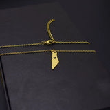 Europe & America Titanium Steel Map Pendant Necklace Gift