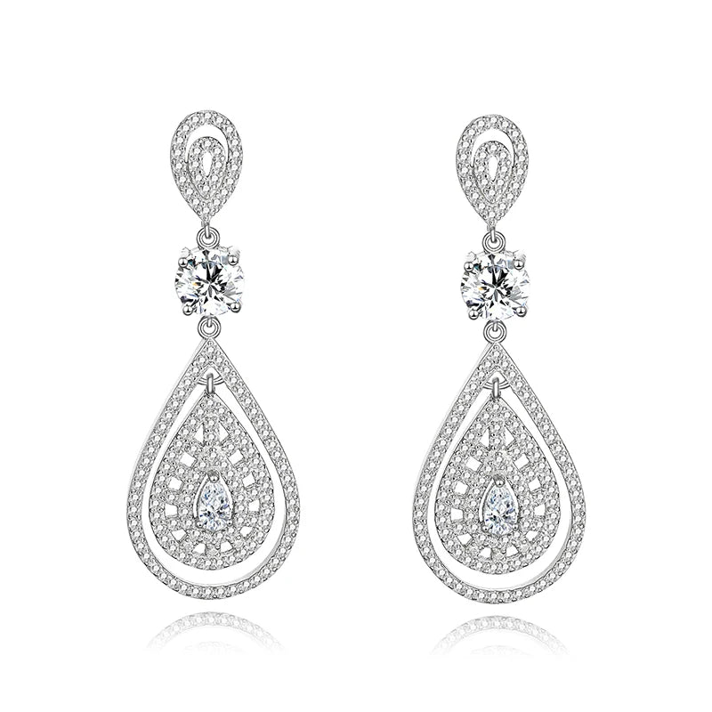 Bohemian Style Teardrop Earrings S925 Sterling Silver