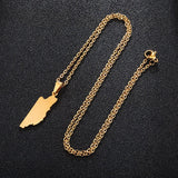 Stainless Steel Belize Map Pendant Necklace