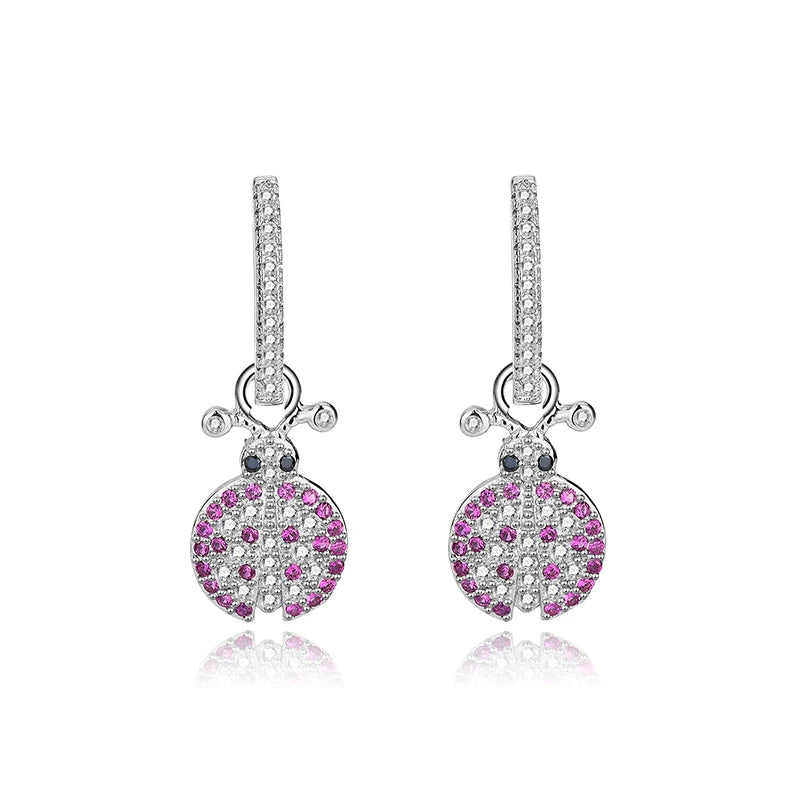 Europe & US Personality Fun 7 Star Ladybug S925 Silver Earrings Female