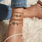 Geometric Chain Love Butterfly Anklet Woman